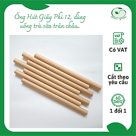 Combo 100 Ống Hút Giấy Phi 12 Màu Nâu Kraft Dùng Uống Trà Sữa Trân Châu, Thức Uống Có Thạch