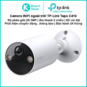 Camera WIFI ngoài trời TP-Link Tapo C410 | 2K 3MP sắc nét | Pin Thời gian chờ 180 ngày | Dễ cài đặt | App Tapo | Bảo hành 2 năm | Hàng Chính Hãng