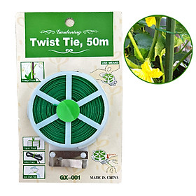 Dây Buộc Cành Greenhome, Dài 50m, Kẽm Bọc Nhựa, Tích Hợp Đầu Cắt Tiện Lợi, Cố Định Thân Cây, Làm Giàn Leo