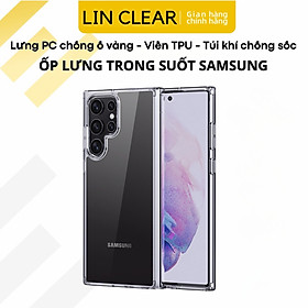 Ốp lưng chống sốc cho Samsung Galaxy S23 Ultra S22 S21 FE Ultra Z Flip 3 4 Fold 3 4 Note 10 Plus Lite hiệu Likgus Crashproof mặt lưng cường lực viền dẻo chống ố vàng - Hàng nhập Khẩu - Samsung S24