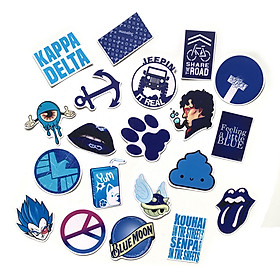 Bộ 20 Sticker Blue Hình Dán Chủ Đề Màu Xanh Dương Chống Nước Decal Chất Lượng Cao Trang Trí Va Ly Du Lịch Xe Đạp Xe Máy Xe Điện Motor Laptop Nón Bảo Hiểm Máy Tính Học Sinh Tủ Quần Áo Nắp Lưng Điện Thoại