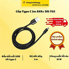 Mua Cáp Type C 1m AVA+ DR-T02 Đen - Hàng Chính Hãng