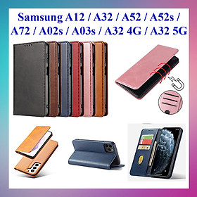 Bao da ốp lưng dành cho Samsung Galaxy A12, A32 4G, A52, A52s, A04s, A13 4G, A02s, A03s, A22 4G, A22 5G dạng ví cao cấp, kiểu dáng sang trọng thời trang, ngăn đựng thẻ tiện lợi, bảo vệ điện thoại toàn diện