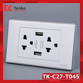 Mua Ổ Điện Đôi 3 Chấu Âm Tường Tích Hợp 2 Cổng USB Sạc Nhanh 5V 2100mAh Âm Tường Màu Trắng TENKO TK-C27-T045