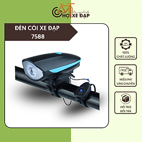 Đèn còi xe đạp 7588-B kháng nước tốt dễ dàng lắp đặt 3 chức năng sáng còi tiếng kêu to rõ