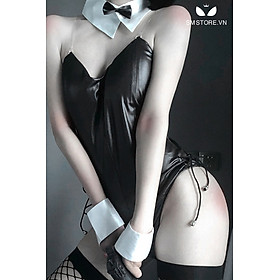 Trang phục cosplay thỏ đen sexy với áo bodysui kèm phụ kiện - SMS082