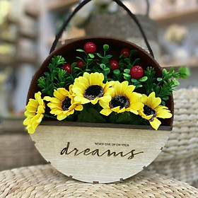 Giỏ hoa treo tường trang trí nhà cửa chữ Dreams (Bao gồm Hoa)