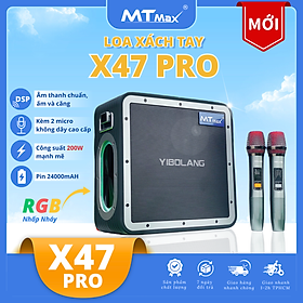 Mua Loa Xách Tay Bluetooth MTMAX X47 Pro  Công Suất 200W Mạnh Mẽ  Kết Nối Đa Dạng  Đi Kèm 2 Micro Không Dây Cao Cấp  Chuyên Karaoke Gia Đình  Phòng Trà  Quán Bar  Dã Ngoại Tiện Lợi . Hàng chính hãng