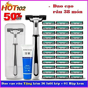 Bộ dao cạo râu 36 lưỡi kép Tặng kèm lọ tạo bọt-Bộ dao cạo râu-Dao cạo râu