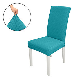 Tấm bọc ghế ăn họa tiết hình thoi bằng lụa có độ đàn hồi tốt có thể tháo giặc-Màu xanh da trời