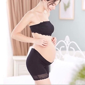 Quần Bầu Mặc Váy Cạp Chéo – Chất Mềm Mát, Co Giãn, 2 Màu Đen & Da – Bầu Xinh, Dễ Chịu - Đen