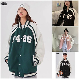Áo Khoác dù - Gió Kiểu Bomber Bóng Chày Unisex 2 Lớp Chữ F426 Phong Cách Hàn Quốc Đẹp - Căp Đôi Nam Nữ Mặc Chống nắng, Lạnh