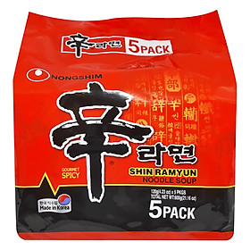 Lốc 5 Gói Mì Cay Hàn Quốc Shin Ramyun Nongshim (120g / Gói)