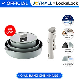 Bộ nồi chảo chống dính Suit LocknLock Detachable SDE1181IHS01, Hàng chính hãng, Tay cầm có thể tháo lắp, Phủ sứ - JoyMall