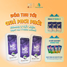 Hình ảnh Combo 3 Kẹo Không Đường Bạc Hà IMPACT MINTS FRESH 10g (Tặng kèm 3 gói khăn giấy tempo)