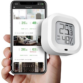 Máy đo nhiệt kế Bluetooth 2 -room Bluetooth, cảm biến nhiệt độ độ ẩm với chức năng xuất dữ liệu, áp dụng cho Android iOS, đồng hồ báo thức, nhà, hộp guitar, hầm , quà tặng Giáng sinh