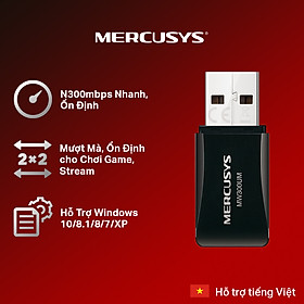 Bộ Chuyển Đổi USB Wifi Mini Mercusys MW300UM N300 - Hàng Chính Hãng