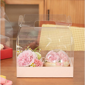 10 Hôp đế giấy mica 2 ngăn đựng bánh kem mini , bentocake và hoa tặng quà lễ 20-10