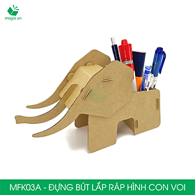MFK03A - Đựng bút lắp ráp hình con voi, đồ đựng bút hình thú bằng giấy carton siêu cứng