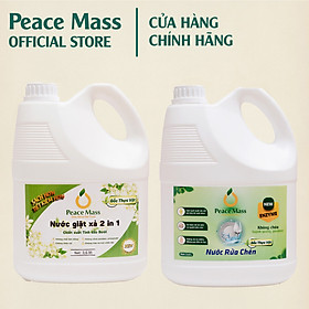 Combo Sản Phẩm Gốc Thực Vật  Peace NGB3 Mass - Nước Giặt Xả 2 in 1 3.6l + Nước Rửa Chén 3.6 lít (Thuộc nhóm Sản phẩm Lành tính )