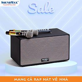 Loa karaoke xách tay SoundMax M-66 | Portable Karaoke Speaker SoundMax M66 | 3 Đường Tiếng, Bass 6.5 Inch, công suất thực 100W | Bluetooth, USB, HDMI, Optical, TRS, USB, Ngõ Vào Guitar | Pin 12000mAh, Thời Gian Sử Dụng 6 Giờ - Hàng Chính Hãng