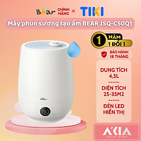 Máy phun sương tạo ẩm Bear JSQ-C50Q1 - Dung tích 4.5L, Dùng cho phòng diện tích 25-35m2, Không tiếng ồn - Bản Quốc tế, Hàng chính hãng