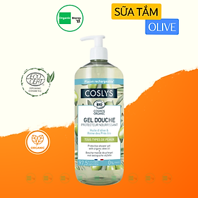 Sữa tắm hữu cơ dạng Gel chiết xuất Olive - Cỏ roi ngựa - Yến mạch cho da nhạy cảm 1L - Coslys