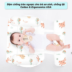 Đệm chống trào ngược cho trẻ sơ sinh, chống lật Cotton & Ergonomics