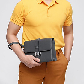 Clutch Cầm Tay Nam Da Bò HT08 Màu Ghi