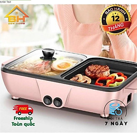 Mua Nồi lẩu đôi 2 ngăn mini bếp nướng lẩu đa năng tiện dụng