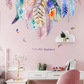 Mua Feather Pattern Decorative Self-adhesive Wall Sticker For Bedroom Living Room Porch Mua Feather Pattern Decorative Self-adhesive Wall Sticker For Bedroom Living Room Porch