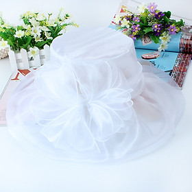 Mũ nón rộng vành nữ organza phong cách Anh gấp gọn sang trọng Hàng nhập dona22122501