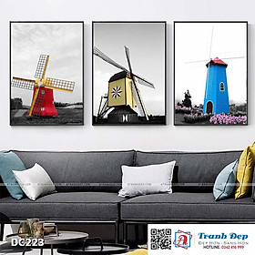 Mua Bộ 3 tranh canvas treo tường Decor Cối xay gió - DC223