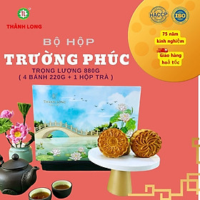 Hộp bánh trung thu cao cấp tráng gương 2 trứng 220g - Trường Phúc - Thành Long - 880G - TẶNG 1 HỘP TRÀ - Việt Nam