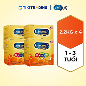 Thùng 4 hộp sữa bột Enfagrow A+ Neuropro 3 2.2kg với DHA giúp phát triển não bộ cho trẻ từ 1-3 tuổi