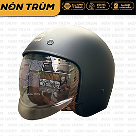 Nón bảo hiểm 3/4 kính âm Royal M139 Đen nhám cao cấp Lót tháo rời, che hết mặt