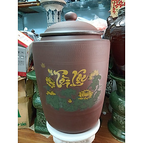 Mua Hũ đựng gạo sành vẽ sen tài lộc gốm sứ  Bát Tràng