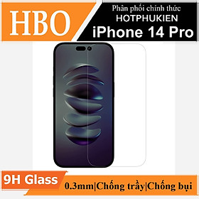 Miếng dán kính cường lực dành cho iPhone 14 Pro / 14 Pro Max hiệu HOTCASE HBO (độ cứng 9H, mỏng 0.3mm, vát 2.5D, độ trong chuẩn HD) - hàng nhập khẩu