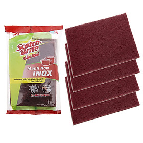 Mua Gói 4 Miếng Chữ Nhật Cước cọ rửa Scotch Brite 3M 7447 Mạnh hơn inox (10x15cm)