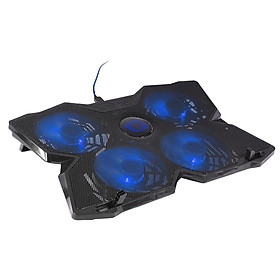 Laptop Cooling Pad - Support 12 to 17 Inches Laptops, 4 Fans LED Light Quiet Rapid Cooling, USB Slim Portable Gaming Stand - Black