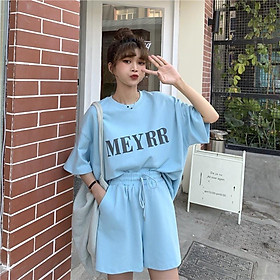 Đồ Bộ Mặc Nhà Thể Thao MEYYR Set Bộ Nam Nữ Mặc Nhà Siêu Kute Cho Cặp Đôi - Xanh dương - Freesize 40-60kg