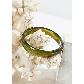 Vòng tay đá mã não xanh rêu bản hẹ mệnh mộc hỏa - Ni