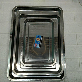 Mua Khay inox nông chữ nhật 3 size hàng đẹp