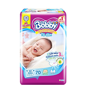 Tã Dán Sơ Sinh Bobby Size NB 70 Miếng (Newborn NB70) Êm Mềm Khô Thoáng Cho Trẻ < 5Kg - Tã Dán Bé Sơ Sinh Bobby Size SX (Bobby xs70)