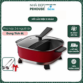 Mua Nồi Lẩu Điện 2 Ngăn PH22105 Bếp Lẩu Nướng Điện Không Khói Đa Năng - Hàng Chính Hãng