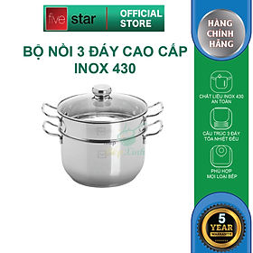 Bộ Nồi Xửng Hấp Fivestar Nắp Kính Tặng 10 Muỗng Inox