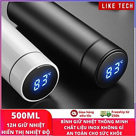 Bình giữ nhiệt có nhiệt kế thông minh 500ml - Bình giữ nhiệt INOX hiển thị nhiệt độ led cao cấp