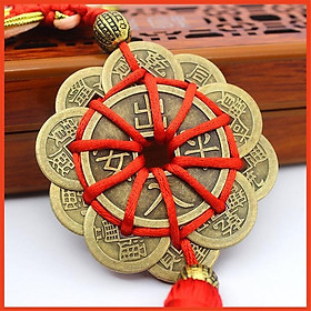 Dây đồng xu kết hoa mai thập toàn bằng chỉ đỏ