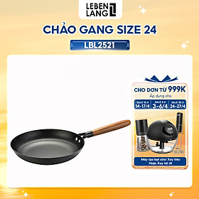 Mua Chảo gang chống dính Lebenlang LBL2521 và LBL2522  size 24  28  tay cầm gỗ dùng mọi loại bếp - hàng chính hãng