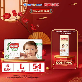Tã Dán Siêu Cao Cấp Huggies Platinum Naturemade L54 (54 Miếng)
